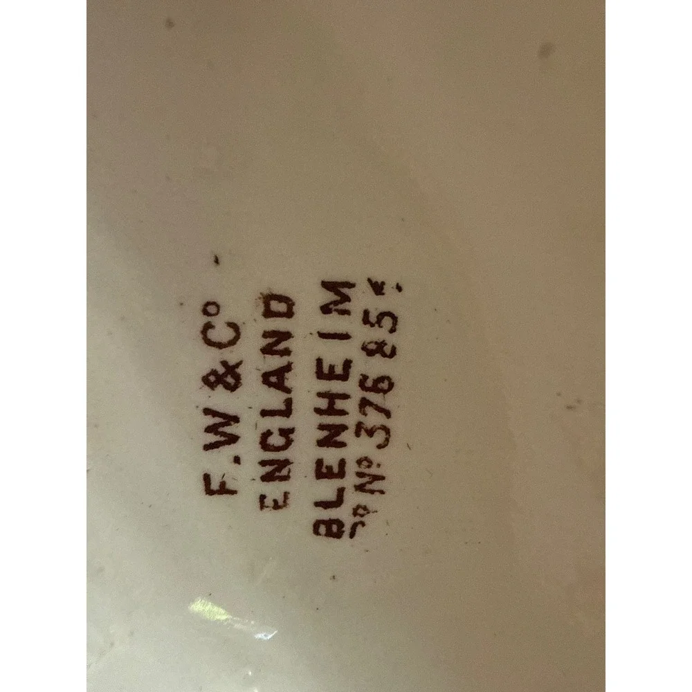 FW & Co‎ England Blenheim Brown Transferware Gravy Boat Antique Footed Sauce